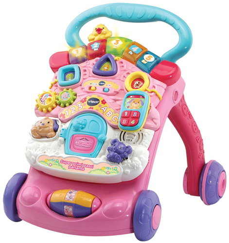Vtech Chodítko - Super First Steps Talking 2v1, 100+ melodií, mluví Italsky, růžové - Baby Walker - Main image