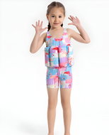 Excellent Dětské plavky s plováky Plameňáci, tyrkys-růžové vel.110 - Kids’ Swimwear