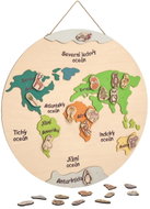 BusyKids Dřevěná mapa světa s magnetickými figurkami zvířat 75 × 75 cm - Children's Bedroom Decoration