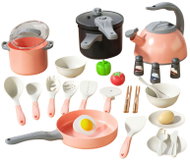 LEAN Toys 28736 Kuchyňská sada s hrnci a příslušenstvím, 32 ks, růžová - Cookware Set