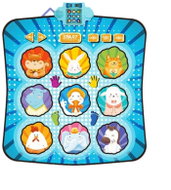 LEAN Toys 28734 Interaktivní hudební taneční podložka Zvířátka, LED světla, modrá - Play Mat