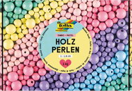 FOLIA Wooden beads BIG BOX, 1kg, pastel colours - Beads