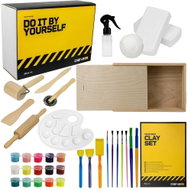 Dibys Sada na modelování z bílého jílu s dřevěným boxem a válečkem - Creative Kit
