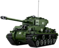 LEAN Toys 28916 Sherman M4A3E8 building block tank 1:30, 839 pieces, green - Building Set