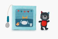 Textil babakönyv Lilliputiens - Textile Book with Finger Puppet - Louis the Wolf Learning to Eat - Látková kniha