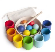 Educational Set Ulanik Montessori wooden toy "Rainbow: balls in cups" - Vzdělávací sada