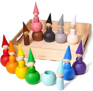 Ulanik Montessori wooden toy "Small Peg Dolls with Hats and Balls? - Educational Set