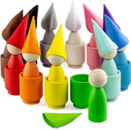 Ulanik Montessori wooden toy "Peg Dolls with Hats in Cups" - Educational Set