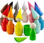 Ulanik Montessori dřevěná hračka "Peg Dolls with Hats in Cups" - Vzdělávací sada