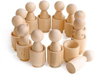 Ulanik Montessori dřevěná hračka "Peg Dolls in Cups" - Vzdělávací sada