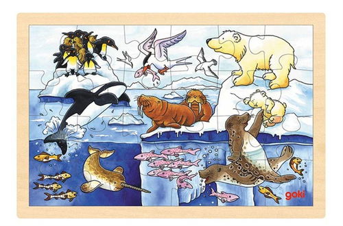 Goki Dřevěné puzzle Arktická zvířata 24 dílků - Puzzle - Hlavní obrázek