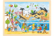 Goki Dřevěné puzzle Návštěva Zoo 48 dílků - Puzzle