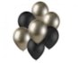 Sada latexových balónků - chromovaná prosecco,černá 7 ks - 30 cm - Balonky