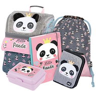 BAAGL SET 5 Zippy Panda: School Bag, Pencil Case, Gymsack, Folder, Lunch Box - School Set