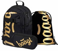 BAAGL 3 SET Skate Gold: Backpack, Pencil Case, Gymsack - School Set