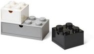 LEGO stolní boxy se zásuvkou Multi-Pack 3 ks - černá, bílá, šedá - Úložný box