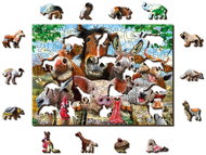 Woden City Dřevěné puzzle Život na farmě 2v1, 200 dílků eko - Puzzle
