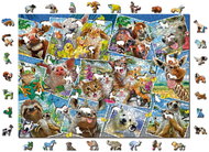 Woden City Wooden Puzzle Animal Postcards 2in1, 1010 pieces eco - Jigsaw Puzzle