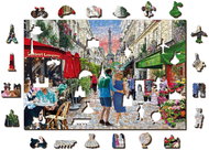 Woden City Dřevěné puzzle Pařížské bistro 2v1, 505 dílků eko - Puzzle