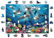 Woden City Wooden Puzzle Happy Dolphins 2in1, 505 pieces eco - Jigsaw Puzzle