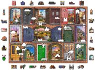 Woden City Dřevěné puzzle Otevřené a zavřené dveře 2v1, 1010 dílků eko - Puzzle