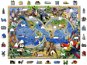 Woden City Drevené puzzle Mapa Ríša zvierat 2 v 1, 1010 dielikov eko - Puzzle