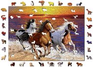 Woden City Dřevěné puzzle Divocí koně na pláži 2v1, 1010 dílků eko - Puzzle