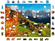 Woden City Dřevěné puzzle Santa Maddalena, Dolomity, Itálie 2v1, 1010 dílků eko - Puzzle