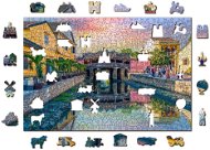 Woden City Dřevěné puzzle Japonský most ve městě Hoi An, Vietnam 2v1, 505 dílků eko - Puzzle