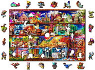 Woden City Dřevěné puzzle Police na knihy o cestování 2v1, 505 dílků eko - Puzzle
