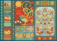 Cobble Hill Puzzle Embroidered Quilt: Scandinavian Chicken 1000 pieces - Jigsaw Puzzle
