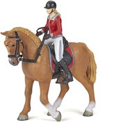 PAPO Competition horse brown with rider - Figure