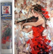 Norimpex Houslistka v červeném 30 × 40 cm - Diamond Painting