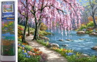 Norimpex Sakura by the river 30 × 40 cm - Diamond Painting