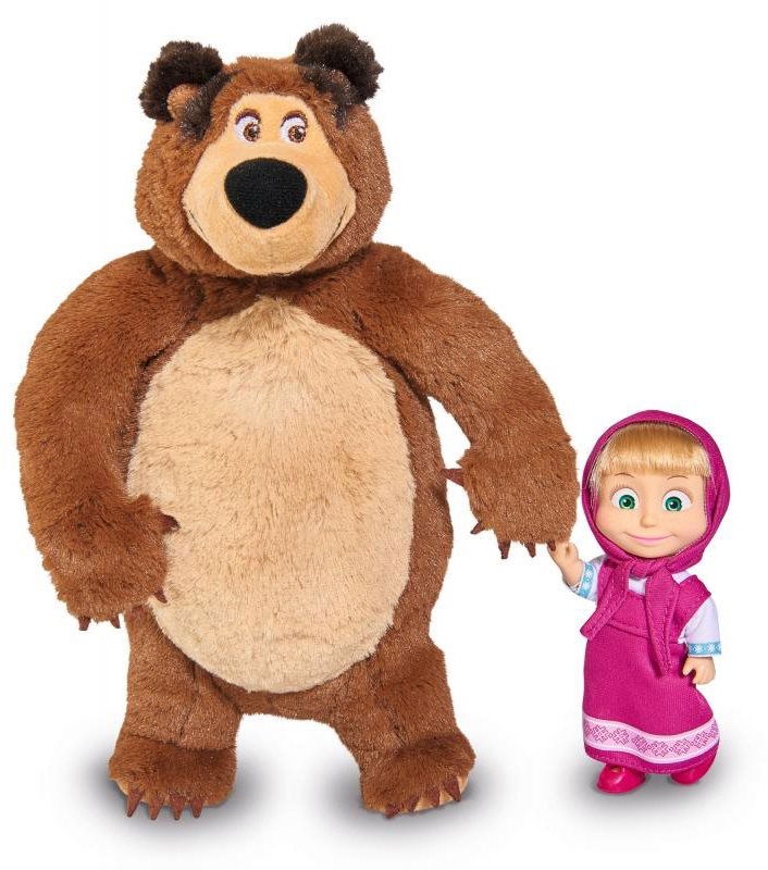 Simba Masha and the Bear Set Misha Plush Toy and Masha Soft Toy