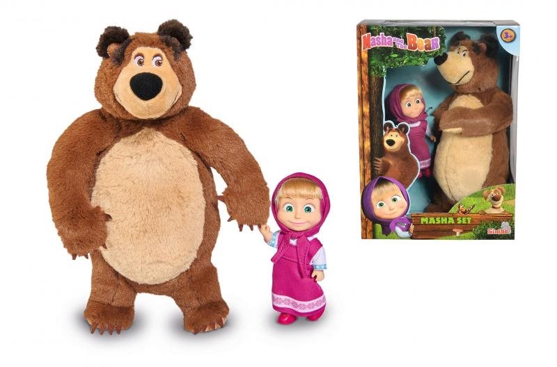 Simba Masha and the Bear Set Misha Plush Toy and Masha Soft Toy