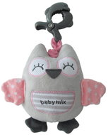 Baby Mix Educational playing plush toy with clip - owl pink - Pushchair Toy