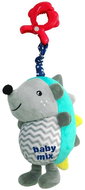 Baby Mix Baby plush toy with toy machine and clip - blue-grey hedgehog - Pushchair Toy