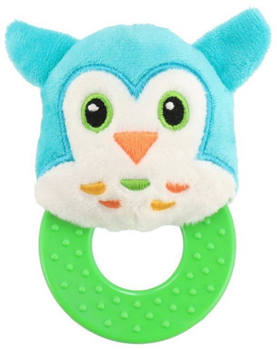 Baby Mix Baby plush rattle with teether - owl - Baby Rattle - Main image