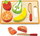 Fruit with knife and cutting board 9 pieces
