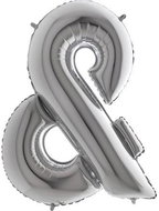 SMART BALLOONS Balónek fóliový & znak stříbrný - silver 102 cm - Balonky