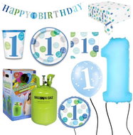 KINGOFBAL Children's birthday set 1st birthday boy with balloons and helium, 10 persons - Helium Balloons