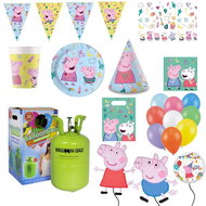 KINGOFBAL Children's birthday set Pepin Pig balloons and h eliem, 10 persons - Helium Balloons
