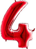 FLEXMETAL Balón foliový číslice červená - red 102 cm - 4 - Balonky