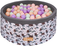 Flumi Bazének s míčky 200 ks bílý s potiskem medvídků,  mátovo - fialovo - broskvové míčky - Ball Pit