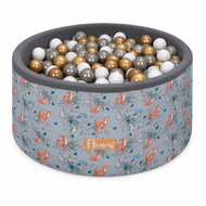 Flumi Pool with balls 200 pcs grey with deer print, golden balls - Ball Pit