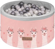 Flumi Pool with balls 200 pcs pink with llama print, grey - pearl balls - Ball Pit