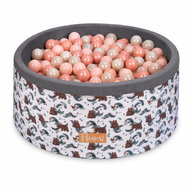 Flumi Bazének s míčky 200 ks bílý s potiskem medvídků, broskvové míčky - Ball Pit