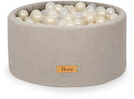 Flumi Pool with balls 200 pcs bouclé grey, transparent light gold balls - Ball Pit