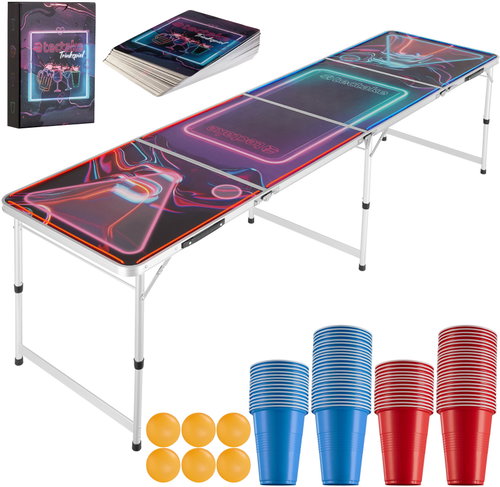 TecTake BeerWars I Beer pong table, LED lighting, including card game - Beer Pong Table - Main image